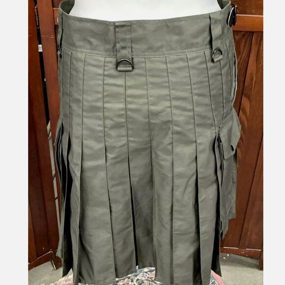 Utility Kilt Olive Drab Green Cargo Military Tactical Hiking Men Custom 36-40 XL - Picture 4 of 6